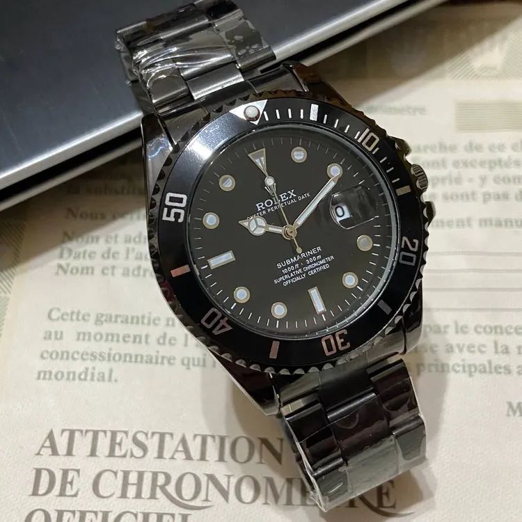 All Black Rolex – Premium Rotating Dial Watch for Men