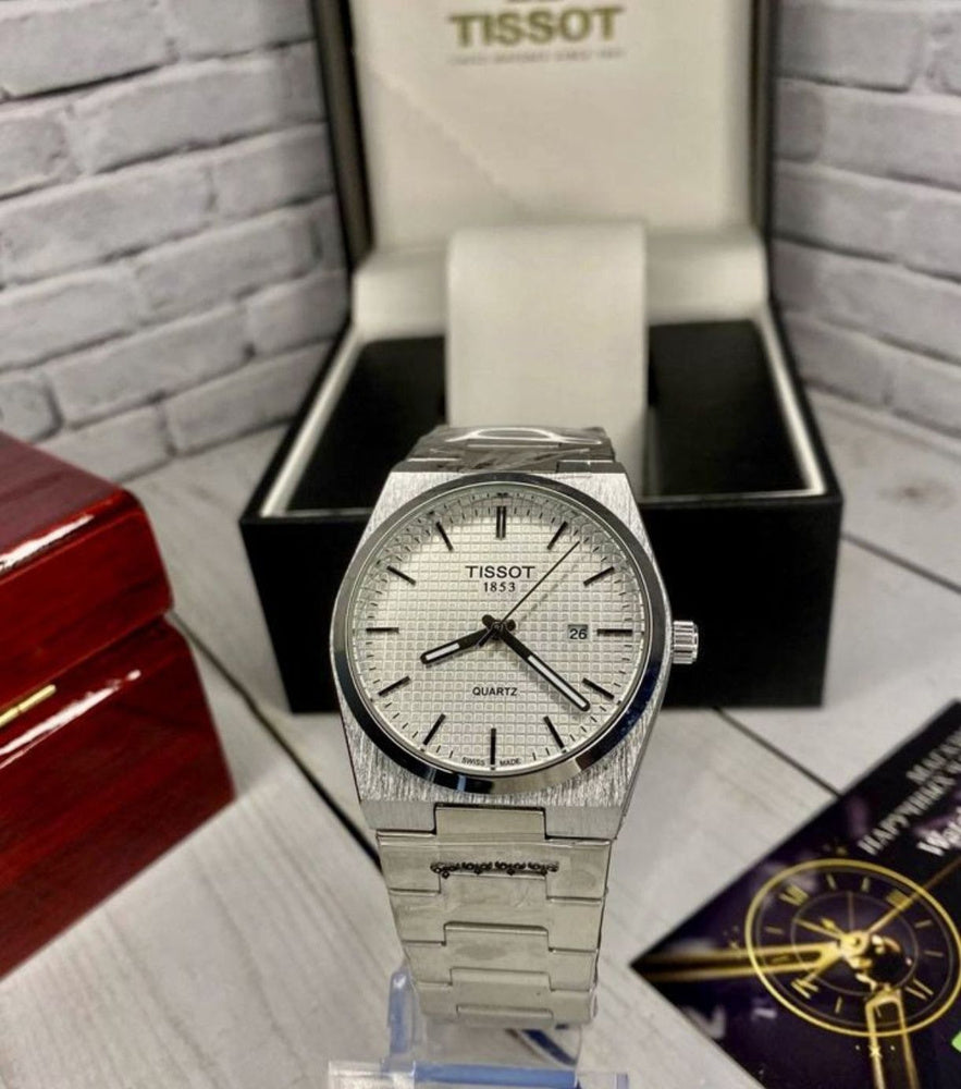 Silver Tissot PRX – Elegant White Dial Classic Timepiece