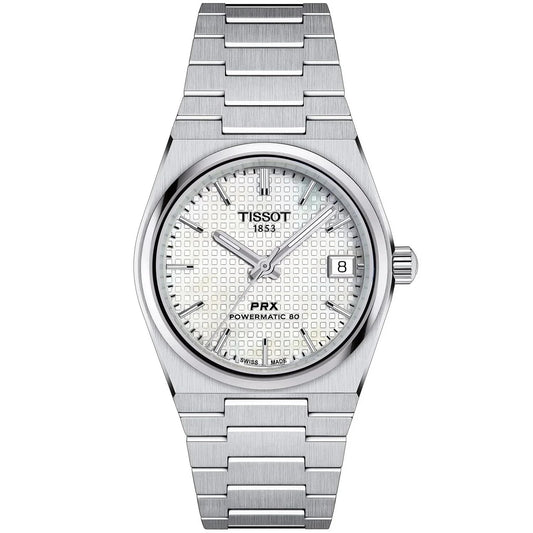 Silver Tissot PRX – Elegant White Dial Classic Timepiece