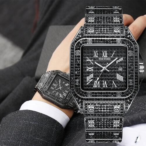 Black Iced-Out Cartier Watch – Luxury Meets Street Style